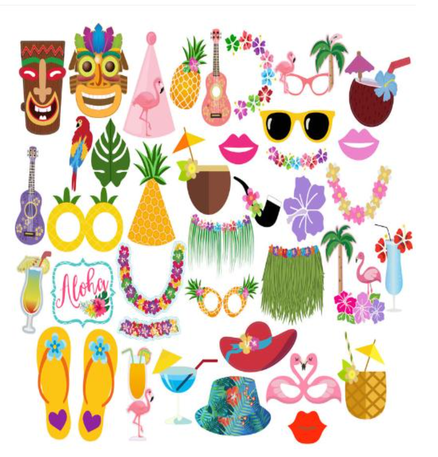 36 Stk Hawaii Rekvisitter Til Photobooth